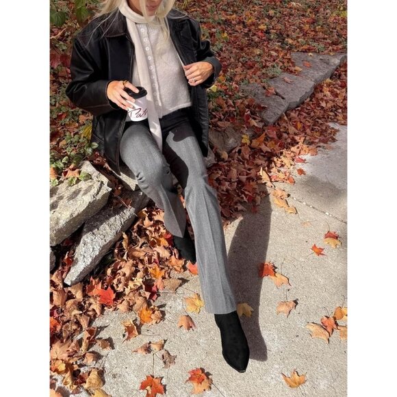 Women's Black Suede Pointed Toe Ankle Boots Stacked Kitten Low Heel Side Zipper - Picture 3 of 6